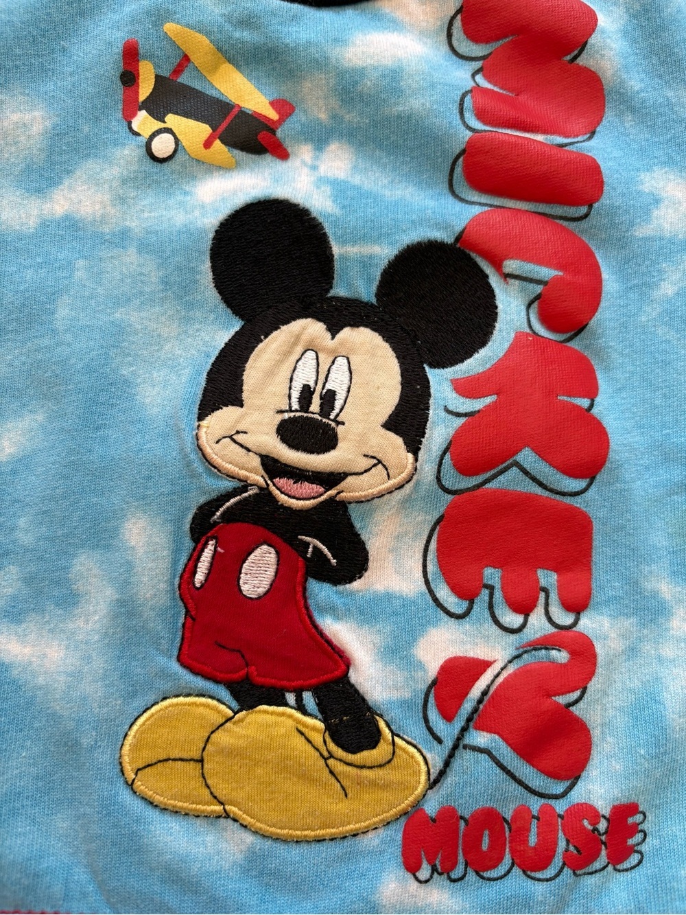Disney Mickey Mouse 12M Shirt Sky Tie Dye Applique Embroidered 100% cotton - Picture 2 of 6